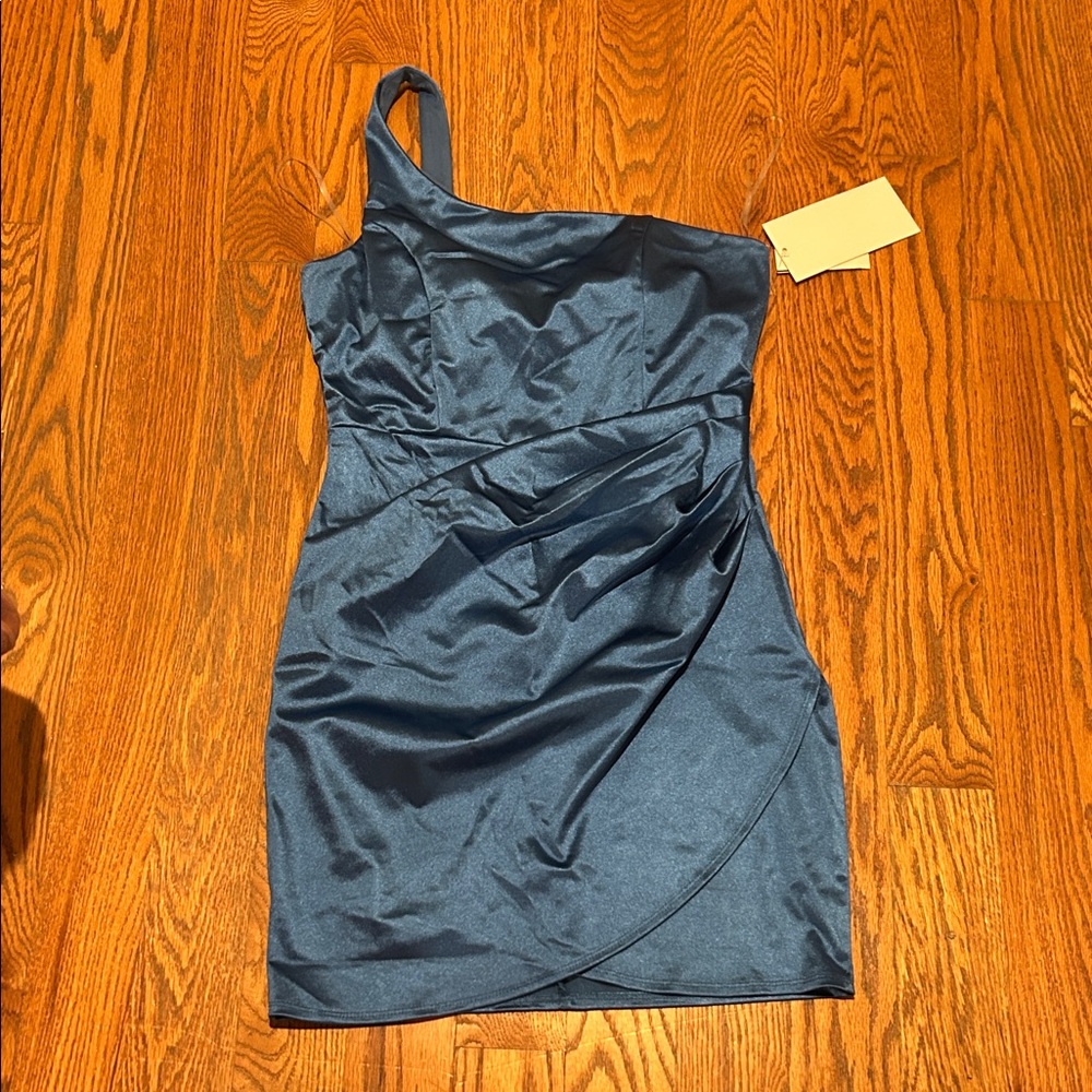 Honey and Rosie Navy One-Shoulder Dress
